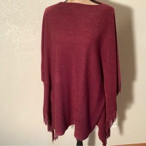 Marvelush Burgundy Fringe Poncho